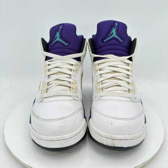 Nike Air Jordan 5 Retro Men Size 10 136027-108 White Emerald Grape Shoes - Picture 2 of 11